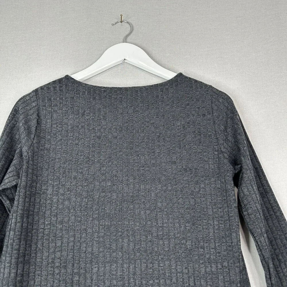 Patrizia Luca Womens Dress‎ Extra Small Gray Ribbed Sweater Travel Minimalist